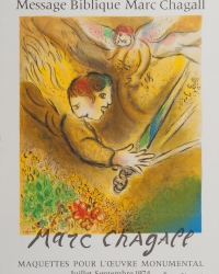 Farblithographie | lithographiert von Charles Sorlier mit Originalsignatur von Marc Chagall |<br />
Ausstellungsplakat des Musee National | Nizza 1974 | 52 x 43 cm | Foto  Andraschek-Holzer<br />
<br />
Werksverzeichnis: Sorlier, die Plakate von Chagall 147. <br />
Chagall signierte und verschenkte einige Plakate an die Stiftungsmitglieder der "Freunde des Nationalmuseums". 