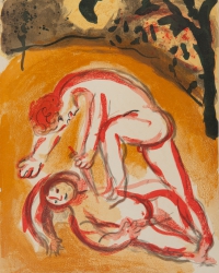 Cain and Abel <br />
Color Lithography<br />
Drawings from the Bible Series 1960 <br />
35 x 26 cm<br />
