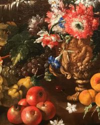 Abraham Brueghel (born 1631 in Antwerpen - died 1690 in Naples).<br />
"Still Life", oil on canvas.