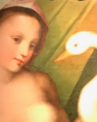 Andrea Piccinelli (known as Andrea del Brescianino).<br />
"Leda with Swan and Children", oil on wood, 70cm x 130cm.